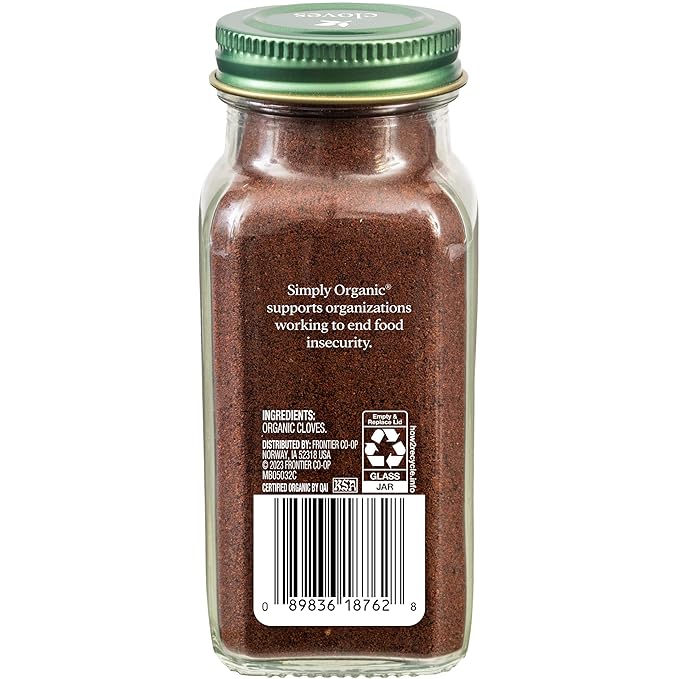 Simply Organic Ground Cloves 2.82 Ounce Jar, Pure Organic Ground Cloves, Kosher, Pungent Warm Aroma, Bittersweet & Spicy