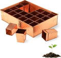 Kings County Tools Seed Starter Tray - Copper Metal Seedling Tray with 24 Tapered Plant Starter Pots for Planting Seeds-Germination Kit for Sprouting - Greenhouse Accessories and Gardening Gifts