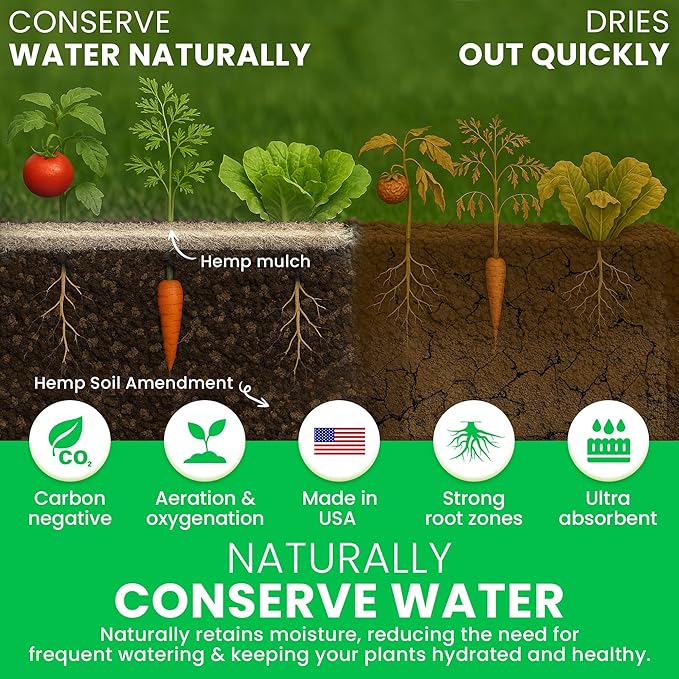 Hemp Soil Amendment - 1 lb USA Grown All-Natural Fine Hemp HURD Power for Vibrant Gardens, Vegetables, Trees, Moisture Retention, Seed Starting, pH Neutral - Bean Products