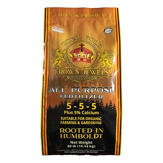 Royal Gold Crown Jewels Organic All Purpose 5-5-5 Dry Soluble Fertilizer, 40 lbs - Excellent for Pre-Amending Soils, Top-Dress Applications, in Composts and Nutrient Teas