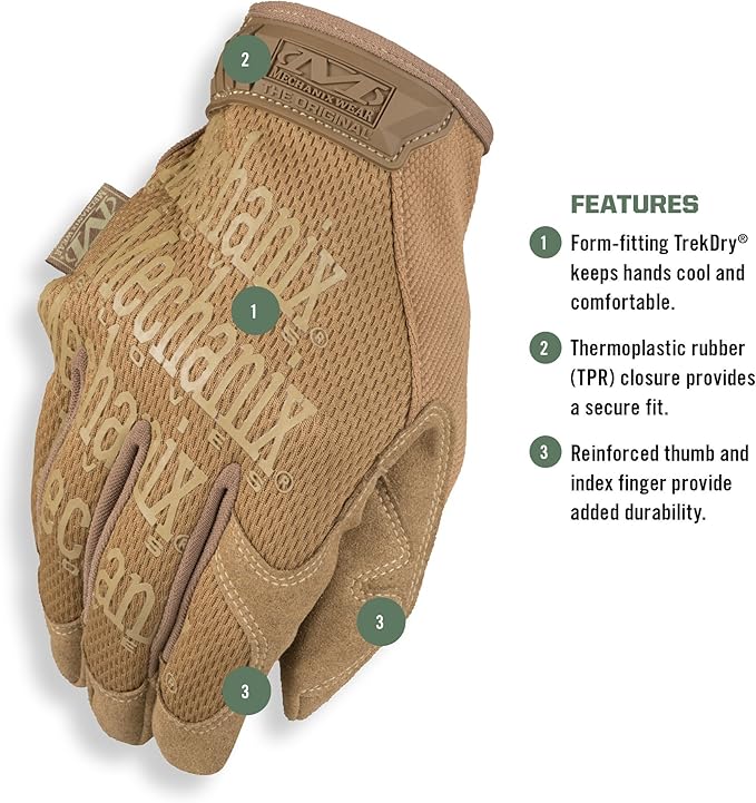 Mechanix Wear Original Tactical Glove - High Performance Anti-Slip Grip Safety Gloves - Impact Resistant & Touchscreen Capable - XX-Large - Coyote Brown