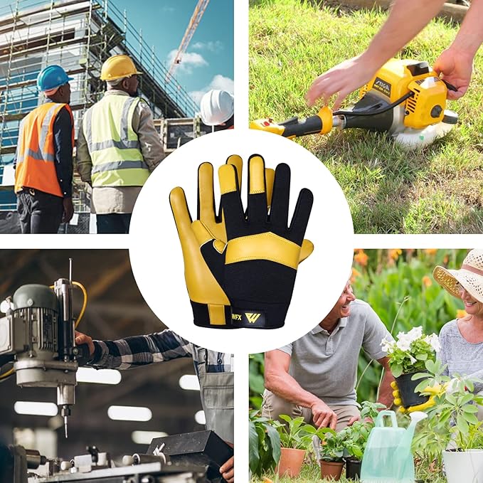 Gardening Working Gloves Garden Thorn Proof Flexible Heavy Duty Leather Mechanic Utility Dexterity Breathable