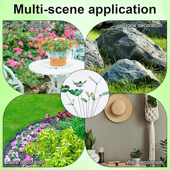 12pcs Decorative Butterfly Plant Stakes, 9.8in Lifelike Butterfly Garden Stakes PVC Waterproof Flower Pot Decorations for Garden Lawn Patio Indoor Outdoor Yard Planter Art Decor (Green)