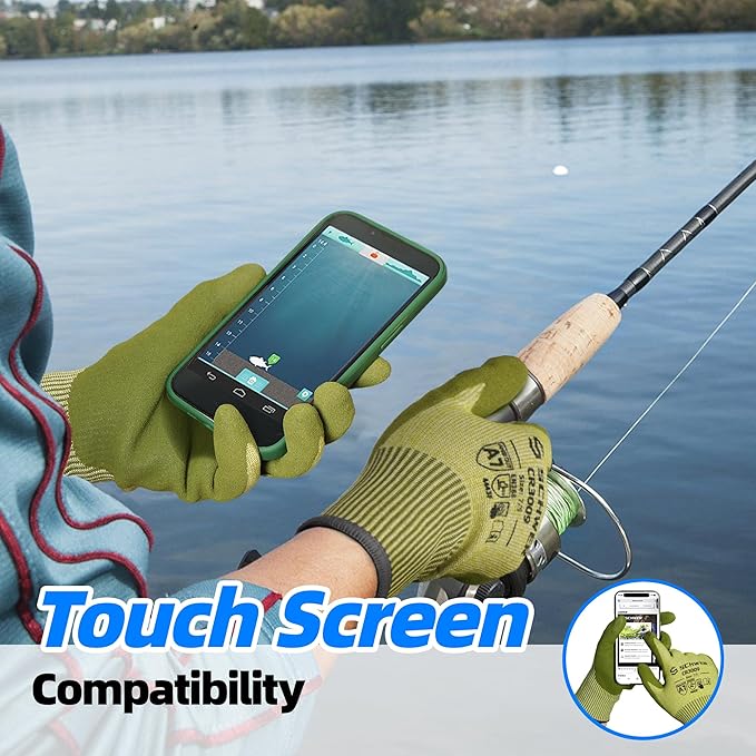 Schwer 120 Pairs ANSI A7 Cut Resistant Fishing Gloves, CR3009 Touchscreen Compatible Work Gloves for Men and Women, Non Slip, Ideal for Fishing, Hunting, Hiking, Cycling, DIY and Outdoor Activities, M