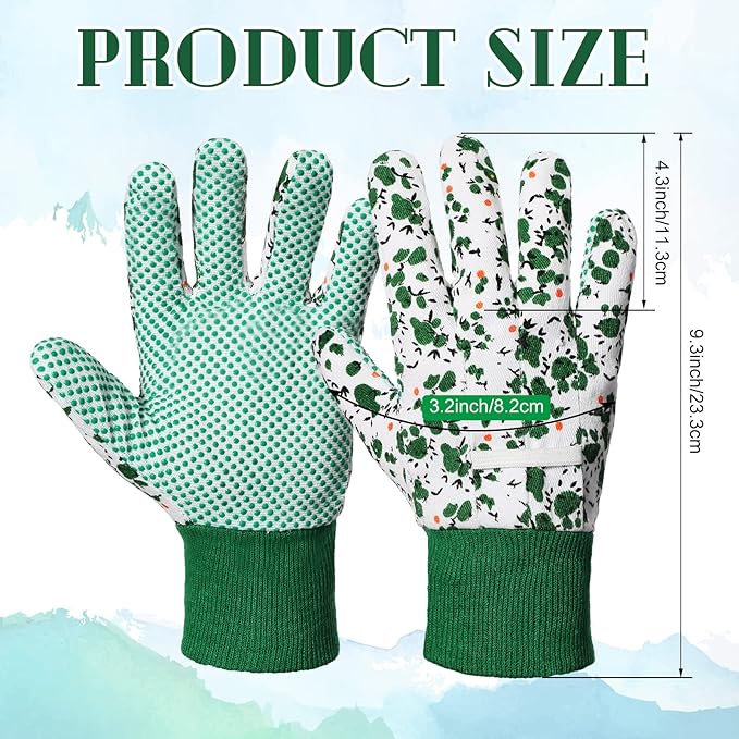 Queekay 8 Pairs Garden Gloves for Women Floral Gardening Gloves Breathable Cotton with Grip