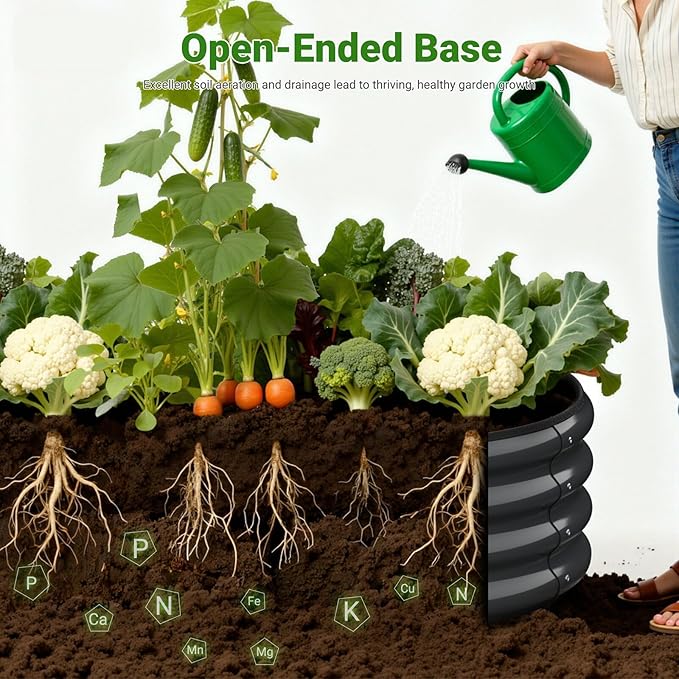 4X2X1 FT Oval Raised Garden Bed, Metal Planter Box for Outdoor Gardening, Easy Assembly Raised Bed for Vegetables, Fruits, Flowers(Dark Gray 1PC)