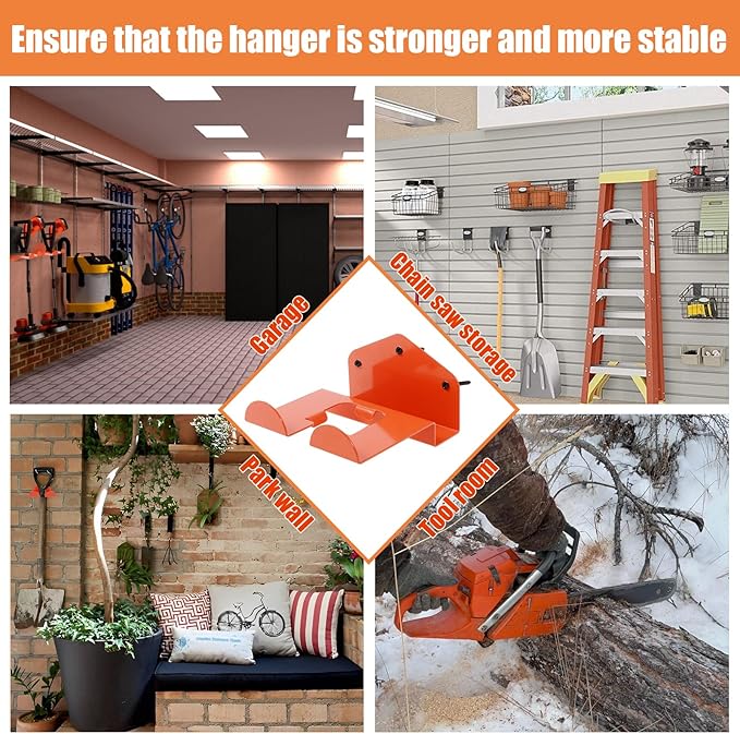 6 Pack Weed Eater Hanger Wall Mounted Bulk Weedeater Garage Trimmer Rack Heavy Duty Garden Tool Hanger Steel Weed Whackers Holder Organizer Hooks for Grass Garden Tools (Orange)