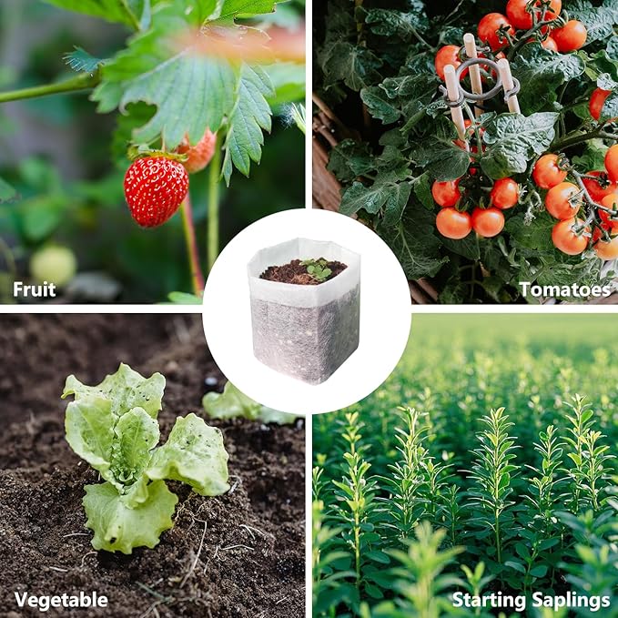 Belit Nursery Growing Bags, 100 Pcs Fabric Seedling Pots Non-Woven Pouch for Gardening Seed Plant Bag, Potato, Flower, Tomato Plant Starts (5.6" x 7.4 ")