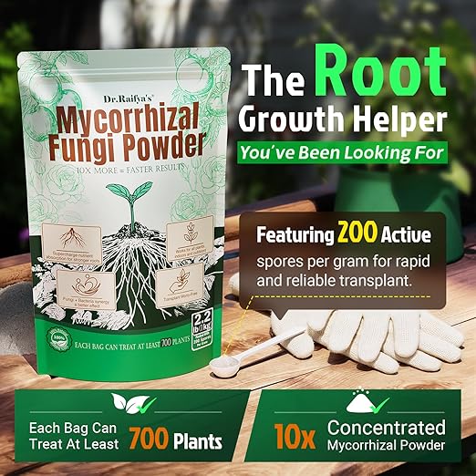 Dr. Raifya's Mycorrhizal Fungi Inoculant, 10X Concentrated, Up to 700 Plants–Organic Root Stimulator to Strengthen Roots, Enhance Growth & Increase Yield, Safe for Vegetables, Flowers & Fruits, 2.2lb
