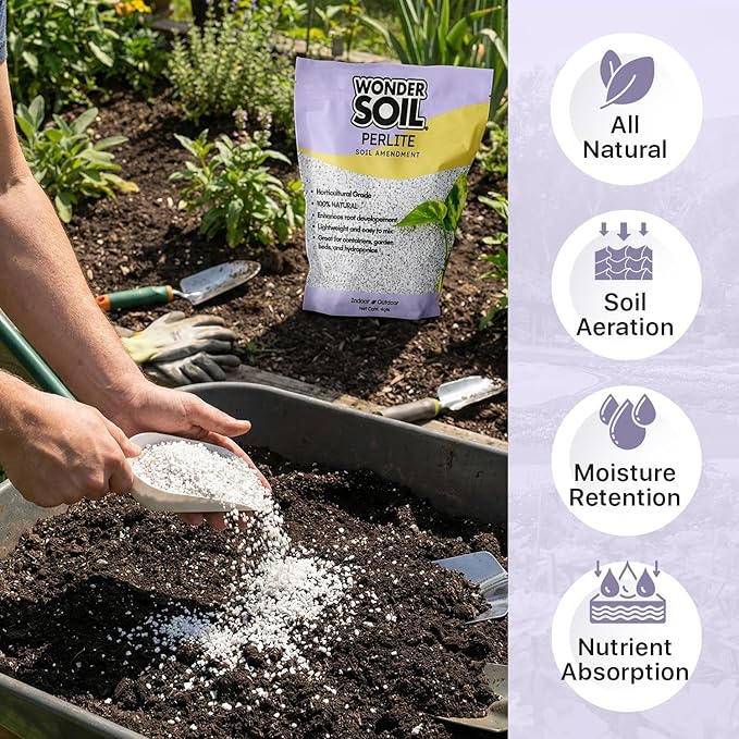 WONDER SOIL | Premium Organic Perlite for Plants | 3 lbs (4 Quarts) Natural Soil Aerator & Drainage Amendment for Indoor Plants, Seed Starting, Gardens & Potting Mix | 3 lbs