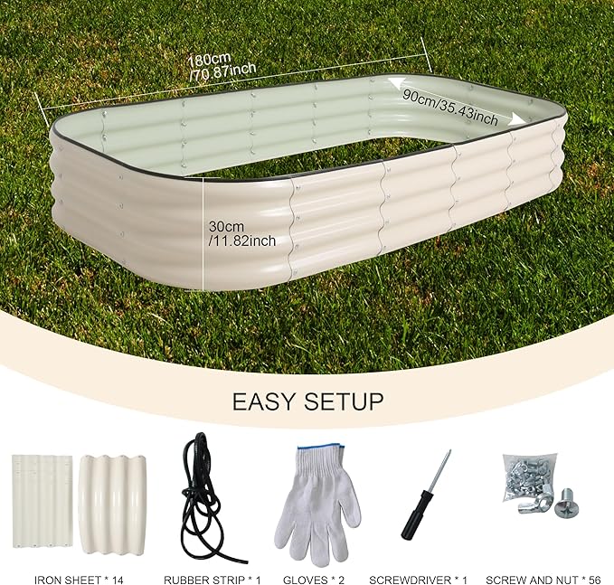 Galvanized Raised Garden Bed Kit Outdoor Metal Garden Planter Box for Backyard Gardening, Planting Vegetables, and Patio (70.8"x35.4"x11.8")