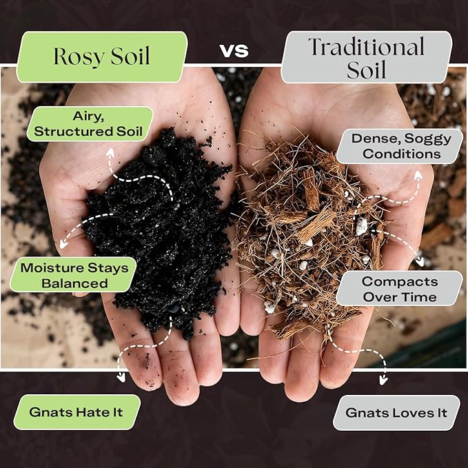 Rosy Soil Plant Food - Microbially Active Fertilizer for Houseplants, Herbs, Flowers – Enriched with Biochar, Kelp, and Worm Castings – Organic Food for Healthy Growth – 4 Quarts