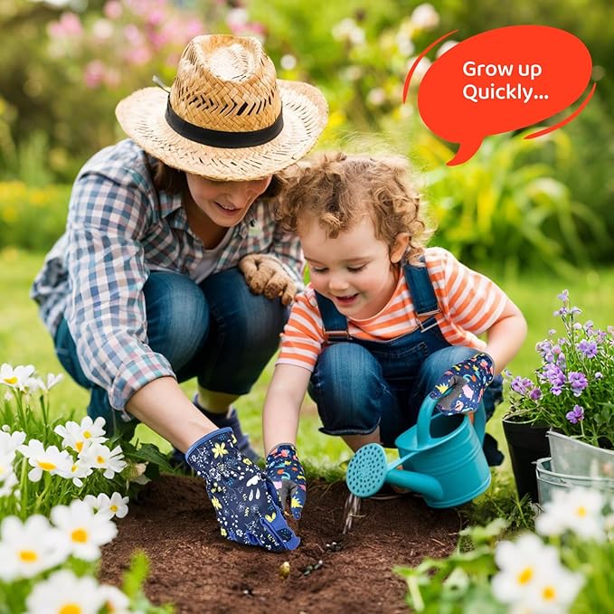 Gardening Gloves for Kids Ages 3-5, Breathable Soft Safety Garden Yard Work Gloves for Children Leather Thorn Proof for Playing, Digging, Planting,Pruning
