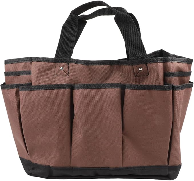 Garden Tool Storage Bag 14 x 10.9 x 9.4 in Coffee Color, Portable 600D Oxford Organizer for Outdoor Yard Gardening accessesories(Coffee color)
