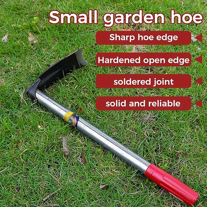Small Garden Hoe, Manganese Steel Blade with Sharp Hardened Edge, Hand Weeding Hoe for Tilling, Digging, Sowing, Weed Control