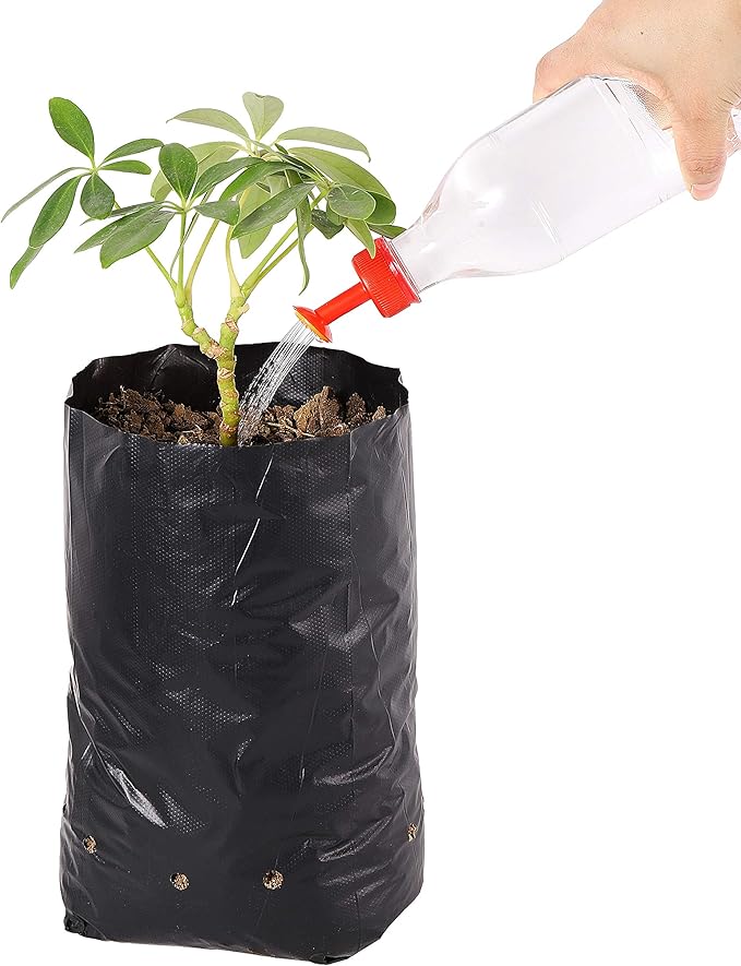 100 Pcs Nursery Growing Bags Seedling Starter Bags with 30 Plant Labels & 2 Mini Watering Sprinklers,Plant Grow Bags Plants Pots Plastic Pouches for Garden Trees,Flowers, Vegetable(7.5x3.8x2.6 Inch)