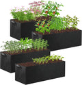 CIEOVO 4 Pack Fabric Raised Garden Bed, 22 Gallon 3 Grids Breathable Garden Growing Bags with Handle, Garden Grow Planter Bags Plant Bed for Growing Herbs Flowers and Vegetables