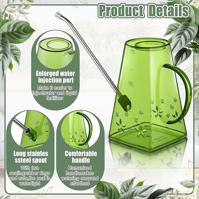 Indoor Plants Watering Can for Indoor Plants Long Probe Soil Moisture Meter Long Spout 47 oz Watering Cans Water Monitor Indicator for Pot Flower House Gardening Farming