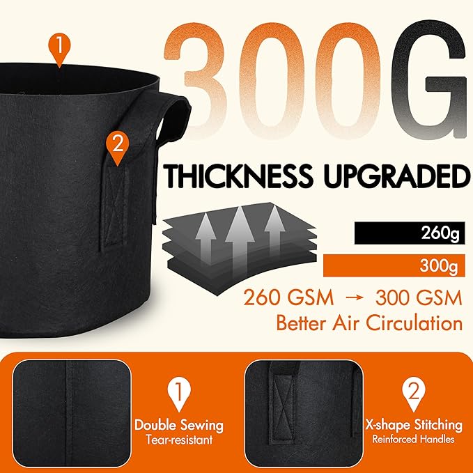 Gardzen 6 Pack 30 Gallon Grow Bags & 5 Pack 40 Cell Seed Starter Tray Kit, Thickened Aeration Fabric Pots with Handles, BPA Free Reusable Seedling Trays with Humidity Vented Domes for Indoor Outdoor