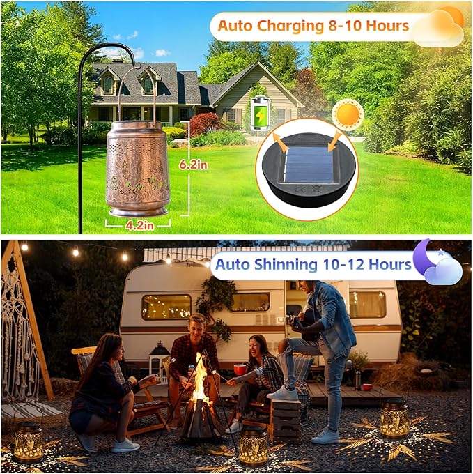 Solar Lanterns Outdoor Waterproof, Garden Decor for Yard, Hummingbird Hanging Lantern Solar Garden Lights Decorations for Patio Lawn Porch Outside Decorative Christmas Birthday Gift Mom Grandma Women