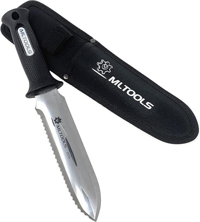 MLTOOLS Metal Detector Shovel Digging Tools, Heavy Duty Hori-Hori Knife with Ergonomic Handle for Gardening, Camping, Survival, Outdoor Adventures - Rust-Resistant Stainless Steel