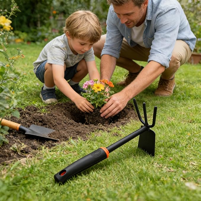 Hand Hoe, Mini Weeder Hoes for Gardening Digging Tool Two Head Hoe Manual Weeders Digging Tools Double Hoe Cultivator for Yard and Garden