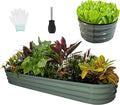 2 Pack 12" Tall 10-in-2 Hevay-Duty Modular Galvanized Raised Garden Bed Kits-8ftX2ft Raised Flower Beds, Metal Raised Beds for Planting Plants Vegetables Fruits Flowers Herbs-Ground Planter Box