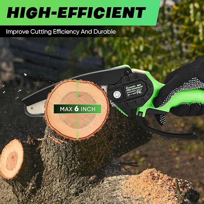 Saker Mini Chainsaw|6 Inch Chainsaw[2025 Upgraded]|Mini Cordless Electric Chain Saw|Small Handheld Portable Chainsaw Battery Powered Chain Saw for Tree Trimmer and Garden,Valentine's Day Gifts for Men