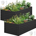 DWVO 2pcs 6 x 3 x 2 FT Raised Garden Bed Kit, Outdoor Galvanized Flower Bed with Gloves, Large Metal Planter Box for Vegetables, Flowers, Herbs, Fruits, Black