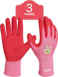 PACIFIC PPE 3 Pairs Gardening Gloves for women, Latex Coated Garden Gloves, Breathable, Medium Size fits Most, Rose Red