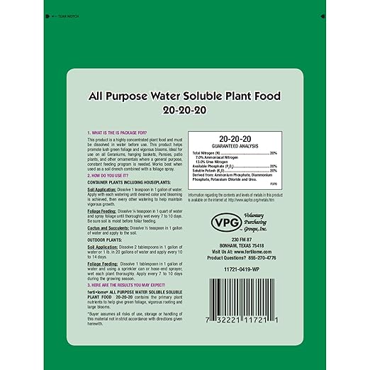 Fertilome (11721) All Purpose Water Soluble Plant Food 20-20-20 (1.5 lb.)