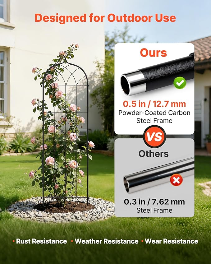 VEVOR Garden Trellis, 71 x 20 inch Rose Trellis, 2 Packs Garden Flower Rose Trellises with Powder-Coated Finish & Convenient Locking Design, Plant Support Trellises for Flowers, Vegetables, Roses