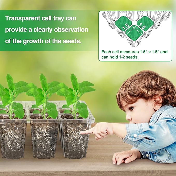 The Bundle of Bonviee 5 Packs Seed Starter Tray with Grow Light and 10 Packs Seed Starter Kit