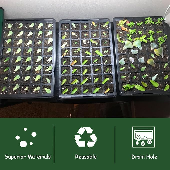 5-Set Seed Starter Tray Kits, Durable Plant Germination Trays with Humidity Vented Domes and Bases, Ideal for Seed Starting, Indoor Gardening, and Greenhouse (Total 200 Cells)