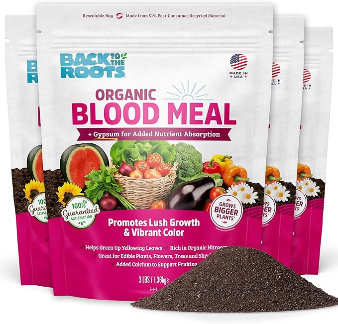 Back to The Roots Organic Blood Meal with Gypsum (3lb, Pack of 4)