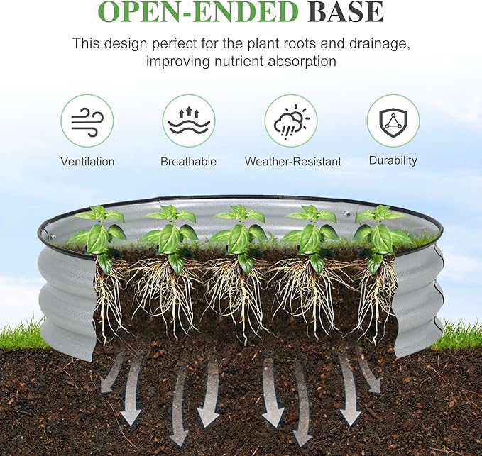BPS Metal Raised Garden Bed, 2.5FT Diameter Galvanized Planter Raised Garden Boxes for Flower Planters, Vegetables Herb