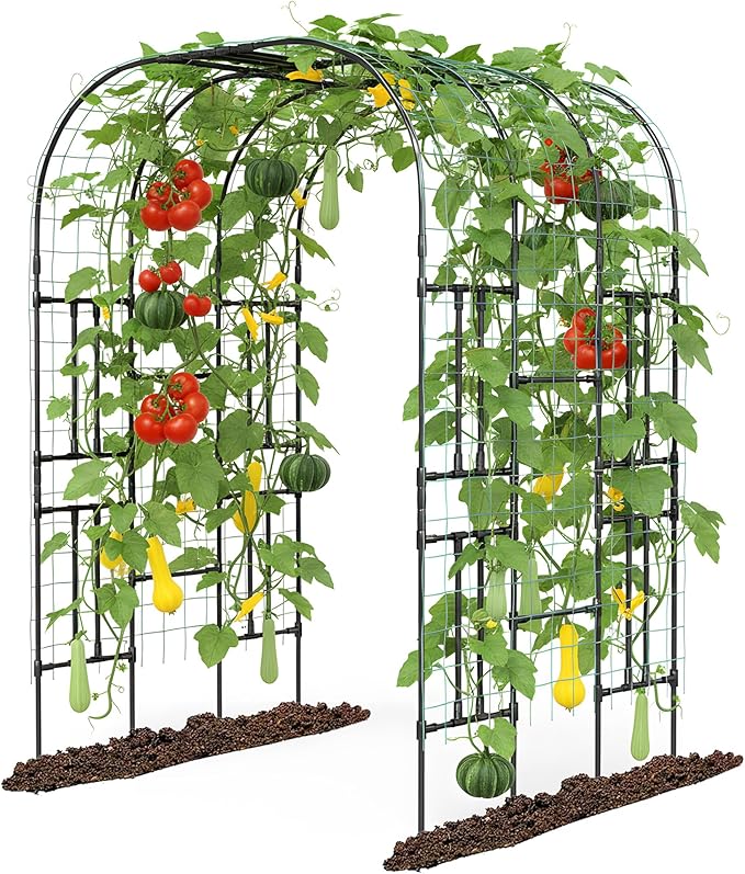 Aohanoi Garden Arch Trellis for Climbing Plants, 7.22 FT Tall Large Arbour Archway for Rose Vine Cucumber Vegetables, Wide Garden Arch for Lawn, Party, Ceremony Wedding Decoration.