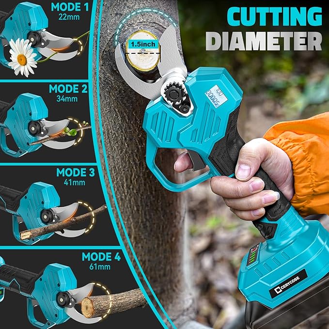 Electric Pruning Shears Compatible with Makita 18v Battery, 0.8-2 Inch Max Cutting Diameter Electric Pruner with LCD Display & Imported SK7 Steel Blades for Gardening Tree Pruning(No Battery)