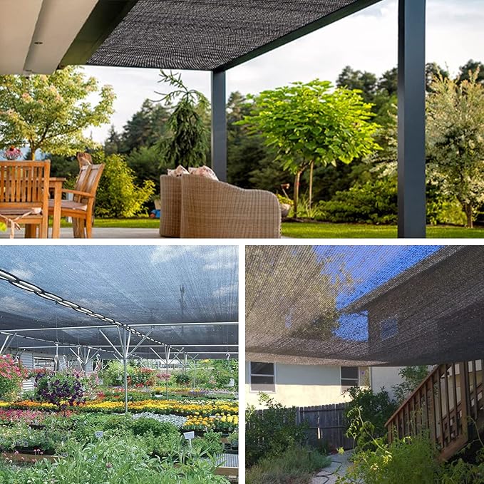 70% 20 X 48 FT Black Shade Cloth, Outdoor Sunblock Shade Cloth with Grommets, Durable Sun Shade Netting Shading Antifreezing for Patio, Garden, Plants Cover, Greenhouse, Barns, Dog Kennel