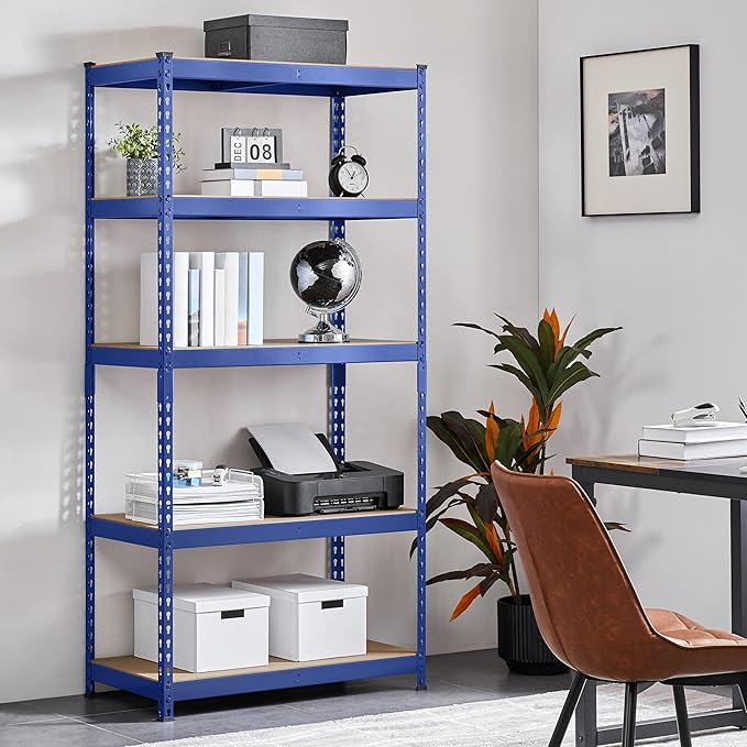 Yaheetech Storage Shelves, 5 Tier Heavy Duty Adjustable Metal Shelving Unit, Industrial Utility Rack for Garage Warehouse Pantry Closet (35.5 W x 17.5 D x 72 H Inches, Blue)