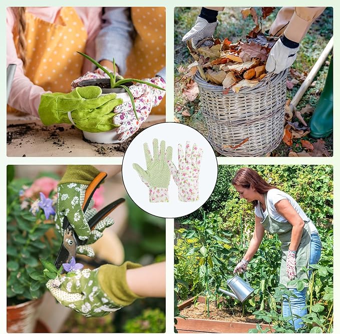 PATIKIL Floral Gardening Gloves for Women Non-Slip Grip Garden Glove Women Working Yard Gloves for Gardening, Planting