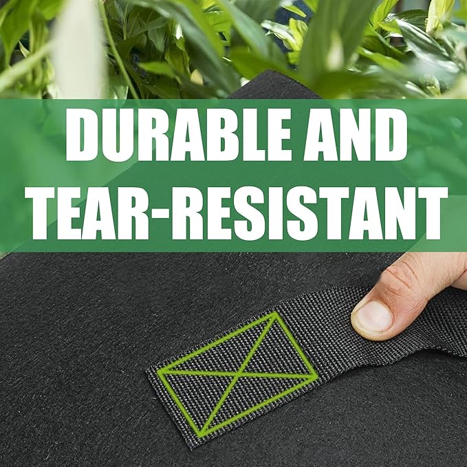 2-Pack 20 Gallon Fabric Grow Bags with Handle, Heavy Duty 300G Thickened Nonwoven with Handles and Reusable, Suitable for Garden Vegetables,Fruits and Flowers(Black)