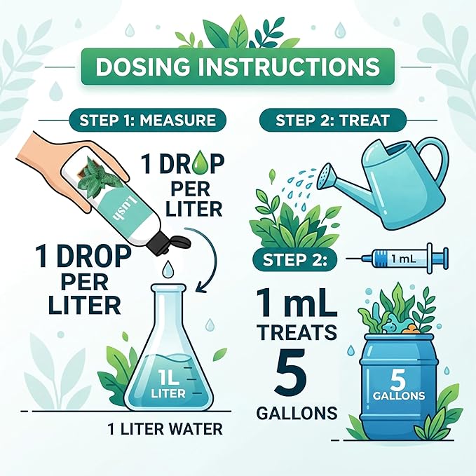 Lush Houseplant Dechlorinator – Ultra-Concentrated Water Conditioner for Healthier Plants 120ml (4oz) | Treats 600 Gallons