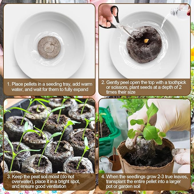 Legigo 200 Pcs 40mm Seed Starter Peat Pellets Pods for Seedlings- Compressed Seed Starting Pellets Seed Starter Pods Plugs Soil Peat Pods for Starting Seeds, Garden Planting Herb Flower Vegetables