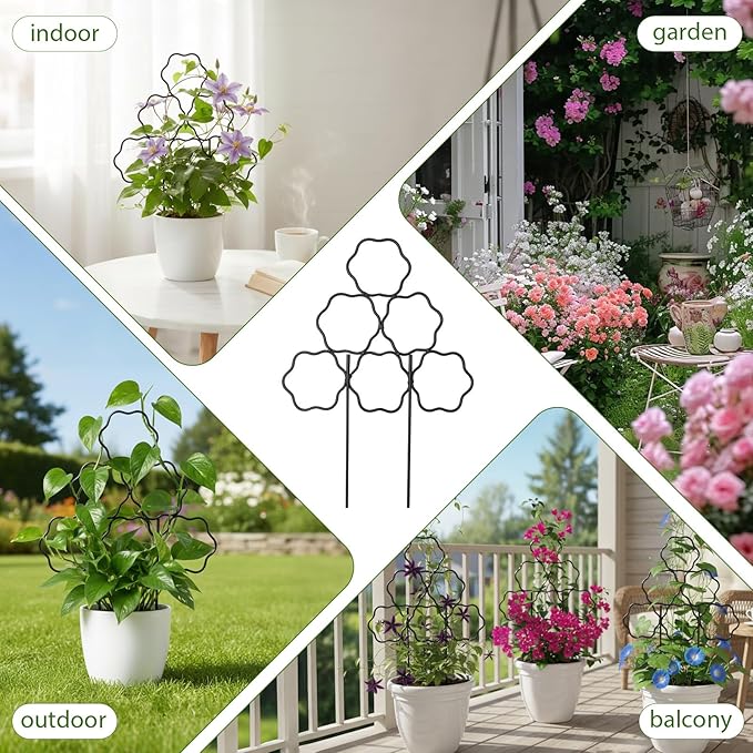 ZOUTOG 9 Pack Trellis for Climbing Plants Outdoor 15 Inch,Rustproof Metal Garden Trellis for Potted Plants,Sturdy Houseplant Support Indoor Outdoor for Ivy Pothos Monstera Hoya Flower Vine (Flower)