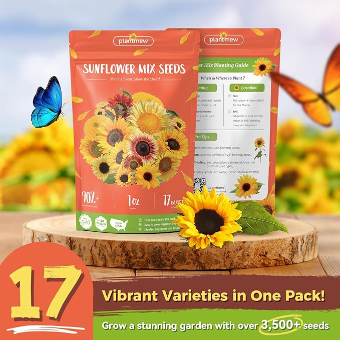 Sunflower Seeds for Planting | Giant Mammoth Sunflower Bulk Packet 3000+ Heirloom Seeds | High Germination, Open Pollinated Sunflower Seeds to Plant for Home Garden, Outdoors & Attracts Pollinators
