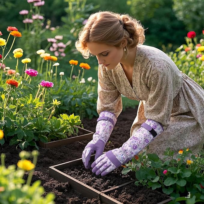 Trifabricy Gardening Gloves for Women - Long Garden Gloves with Grip Breathable, Thorn-Proof Puncture-Resistant Work Gloves