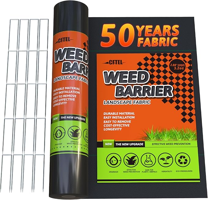 3x100FT Weed Barrier Landscape Fabric Heavy Duty, 3.2oz Durable Geotextile Fabric, Block Gardening Ground Cover Weed Mat, Weed Control Garden Cloth for Landscaping, French Drains, Yard Driveway