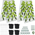 Foldable Cucumber Trellis 2 Pack, 48" L x 34" W A-Frame Trellis, Climbing Plants Support Raised Bed Trellis with Twist Ties & Plant Bags for Outdoor Yards Gardens
