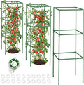 3 Pack Tomato Cages with Clips & Garden Wire, Outdoor Heavy Duty Square Tomato Plant Support Trellis for Climbing Vegetables, Flowers, Fruits, Garden (41.5 Inch)